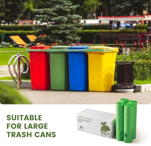 SUPERBIO 96 Gallon Compostable Lawn & Leaf Bags, Extra Thick 1.57 Mil