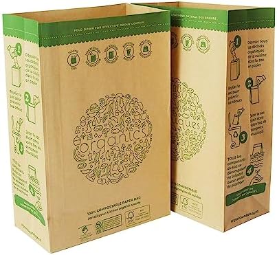HYTREND-Kitchen Food Waste Bag-120 Bags-%100 Compostable paper Bag - Leak Resistant - Small-Certified by BNQ and BPI,CMA-I,CMA-W