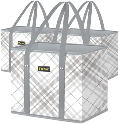 BALEINE 3PK Reusable Grocery Bags, Heavy Duty Shopping Tote Bag