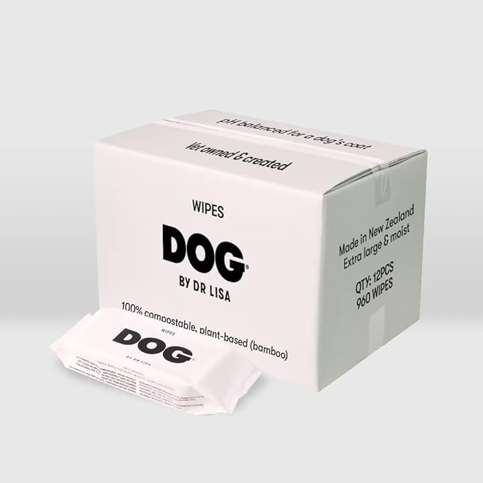 DOG by Dr. Lisa - Dog Wipes - Plant-Based, Natural Bathing Wipes for Dogs - Made from 100% Compostable Bamboo - Vet-Created - Vegan, Non-Toxic - 960 Count