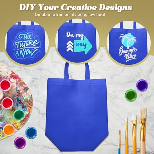 Reginary 100 PCS Non Woven Tote Bags Bulk,Blue
