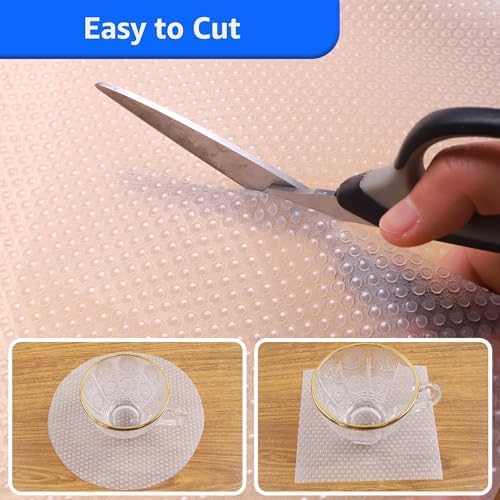 PABUSIOR Clear Cabinet Shelf Liner: 14.4" x 96 Inch Translucent Kitchen Drawer Mat - EVA Waterproof Easy to Cut Refrigerator Liner