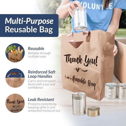 Reli. Reusable Plastic Shopping Bags, 250 Pack, 2 Mil Brown Grocery Bags