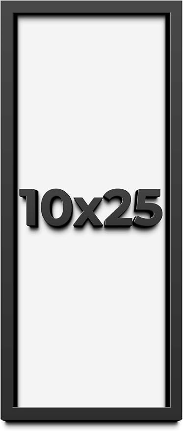 10x25 Shadow Box Frame Black | 1 Inch Deep Solid Wood Shadowbox Display Frame |