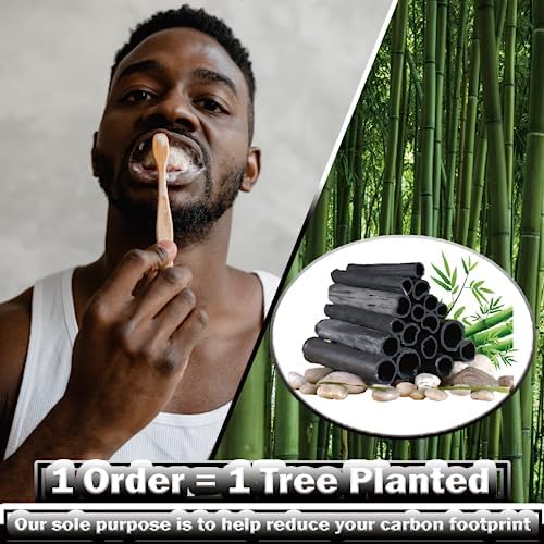 Biodegradable Eco-Friendly Natural Bamboo Charcoal Toothbrushes | 4 Soft Bristles + 4 Medium Bristles | Ideal for Households, Hotels, Travel, Work, Dentists, and Schools (8 Count)