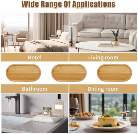 6Pcs Bamboo Tray for Bathroom, Small Wooden Trays Decorative for Candle