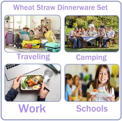 Wheat Straw Travel Utensils 2pk Knife Fork Spoon Cutlery with Storage Case