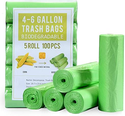 Jaoul Trash Bags 4 Gallon, Small Garbage Bags Strong Tear & Leak Resistant, Unscented Trash Bags for Kitchen, Bathroom, Office, Restroom, Car, Green, 100 Counts