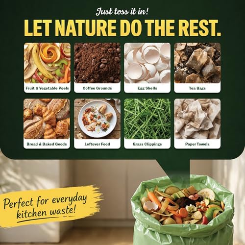 40-45 Gallon Compostable Trash Bags with Flat Top, 20 Count, Heavy Duty 1.6 Mil, Large Commercial Industrial Outdoor Contractor Bags, BPI Certified, ASTM D6400, Fits 40 45 Gal