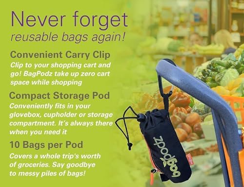 Reusable Grocery Bags, Foldable Shopping Bags in Pod, 10 Pack