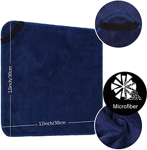 SINLAND Microfiber Facial Cloths Fast Drying Washcloth 12inch x 12inch (Pack of 10, Navy Blue)