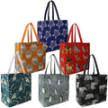BeeGreen Animal Reusable Grocery Bags - W13*H13*D7 6 Packs Lightweight Shopping Totes with Long Handles, Water Resistant,Durable and Portable - Perfect for Groceries, Supermarket, Gifts, and More