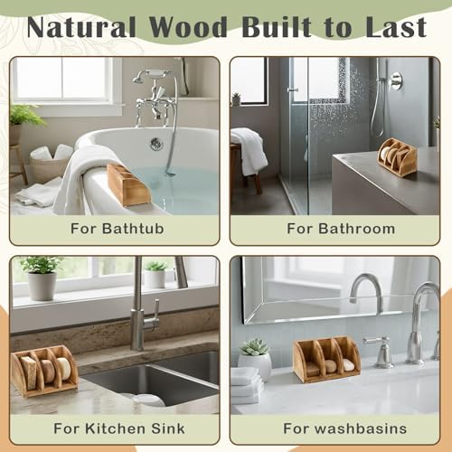 Shampoo Bar Holder Multi Bar Soap Dish, Wooden, 6.3 x 3.3 x 3.1 Inch
