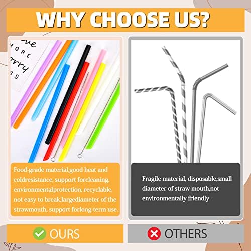 10Pcs Disposable Plastic Drinking Smoothie Straws,with 2 Brushe 10 Colors BPA FREE Food-Grade Jumbo Straws for Smoothies,Bubble Tea Milkshake