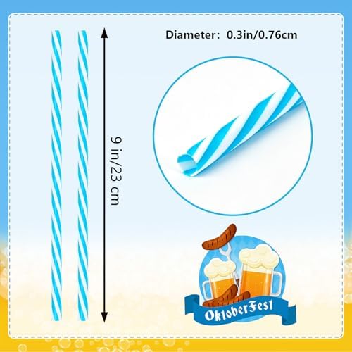 JANYUN 30 Pcs Reusable Blue and White Straws with Cleaning Brush