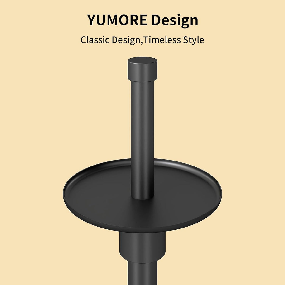 YUMORE Freestanding Toilet Paper Holder, Matte Black/Floor Standing Weighted Base Toilet Paper Holder Stand