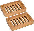 DEBETOOL 2-Pack Teak Wood Soap Dish, Waterproof Self Draining Bar Soap