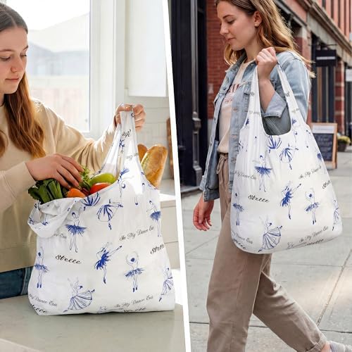 Stelle Lightweight Reusable Grocery Bag with Handles Ripstop Nylon Foldable Tote Shopping Bags for Travel and Groceries