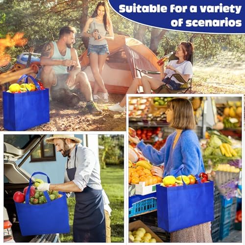 Windyun Reusable Grocery Bags Large Non Woven Shopping Bags with Handles Foldable Portable Tote, 16x6x12 Inch