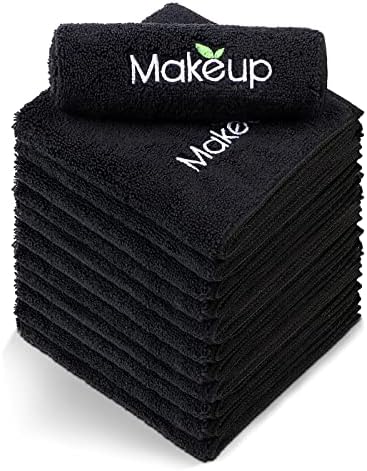 Orighty Microfiber Makeup Remover Cloths, 13 x 13 Inch, 12 Pack Black