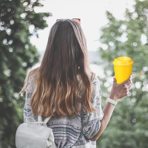 12 Pcs 16 Oz Reusable Coffee Cups with Lids - Plastic Travel Hot Cups Bulk Coffee Tumblers for DIY Hot Cold Drinks Party Favors Coworker (Yellow)