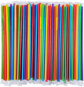 [Individually Wrapped] 100 Pcs Colorful Flexible Plastic Straws