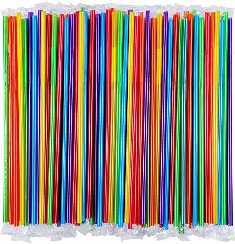 [Individually Wrapped] 100 Pcs Colorful Flexible Plastic Straws