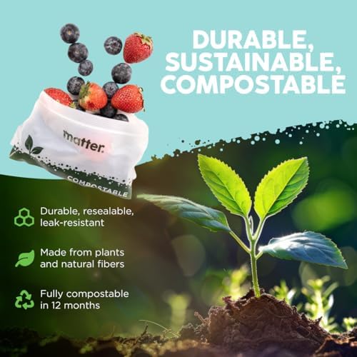 Matter Compostable Resealable Bags, Snack, Sandwich, Quart, Gallon 230 Ct