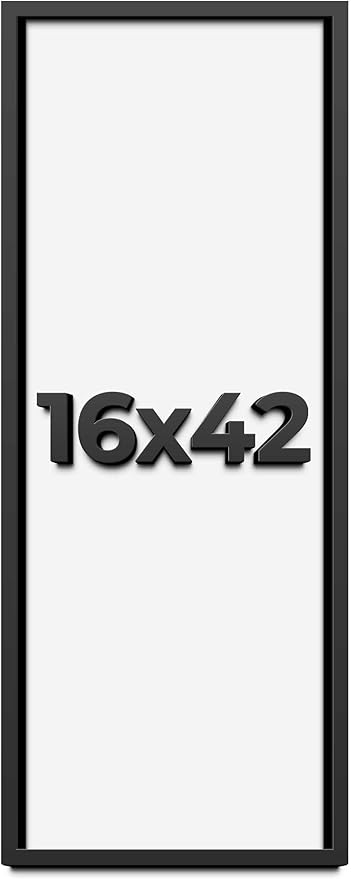 16x42 Shadow Box Frame Black | 1 Inch Deep Solid Wood Shadowbox Display Frame |