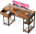 DUMOS 48-Inch Computer Desk with Drawers and Hook, Brown