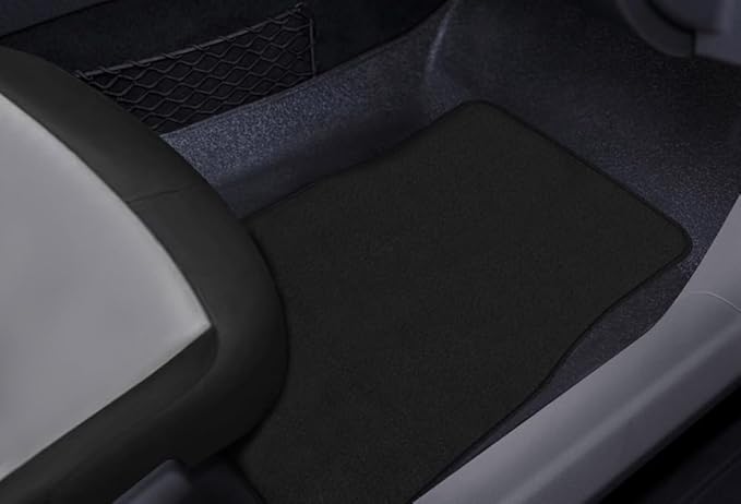 CarsCover Premium Vehicle Mats 4-Piece with Vinyl Heel Pad, Black Carpet Driver Passenger and Rear Floor Mats