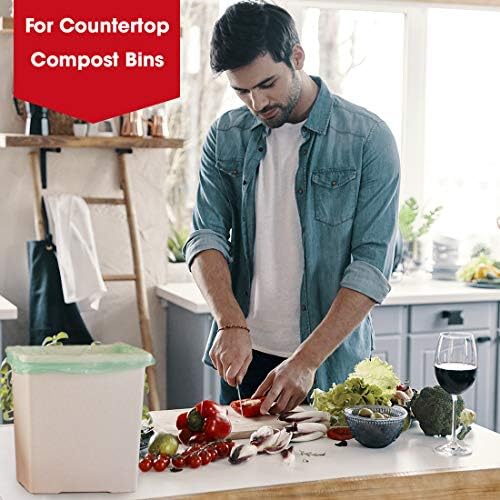 Compost Bags, Compostable Trash Bags 2.6 Gallon Compostable Bags, Small Compost Bags for Countertop bin Extra Thick 0.71 Mil. ASTM D6400 Certified By BPI and TÜV AUSTRIA (2.6 Gallon, 200 Units)