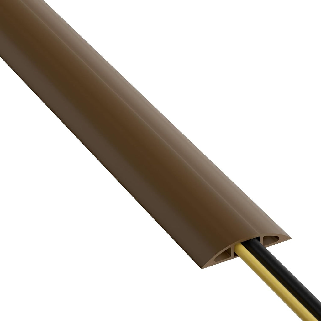 D-Line 6ft Floor Cord Cover, Cable Protector, Hide Extension Cords, Protect Cords, Prevent Cable Trips, Heavy Duty Cord Hider - Cable Cavity = 0.63" (W) x 0.31" (H) - Brown