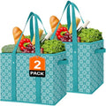 Reusable Grocery Bags 2 Pack, Foldable & Water Resistant Shopping Bags