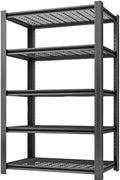 5 Tier Metal Shelving Unit, Adjustable Storage Shelves, 72" H x 35.43" W x 15.8" D Heavy Duty Garage Shelves for Warehouse, Basement, Kitchen, Pantry, Living Room, Black