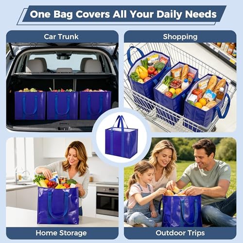 Reusable Grocery Bags, Waterproof & Foldable Shopping Bags Stand Upright