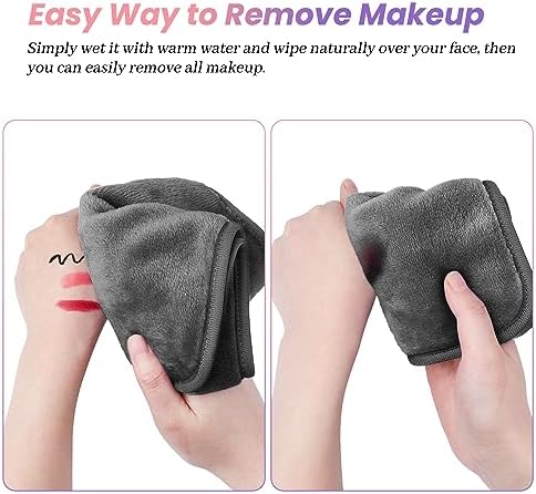 Makeup Remover Cloth Pack of 8, Soft Microfiber Makeup Remover Towels,13x7 inch Reusable Facial Cleansing Cloths for All Skin Types,Gray