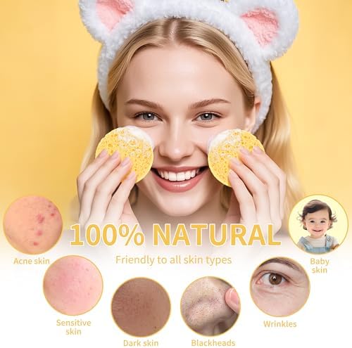 100-Count Compressed Facial Sponges, Yellow