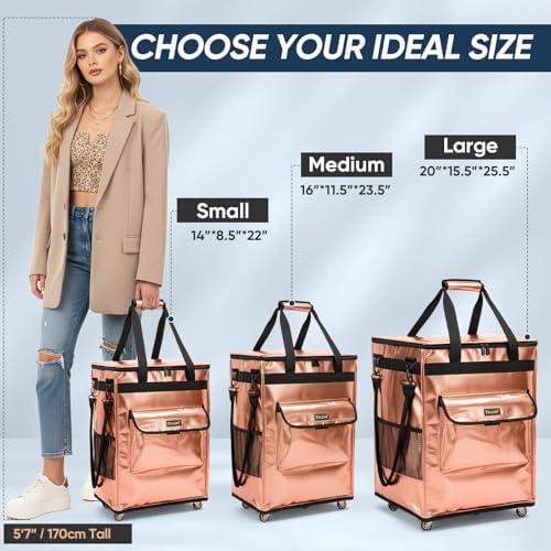 BALEINE Reusable Grocery Bag on Wheels, Foldable Rolling Tote Bag