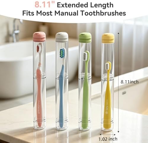 MOPMS Travel Toothbrush Holder Case 2PK, Leak-Proof Toothbrush Covers Caps