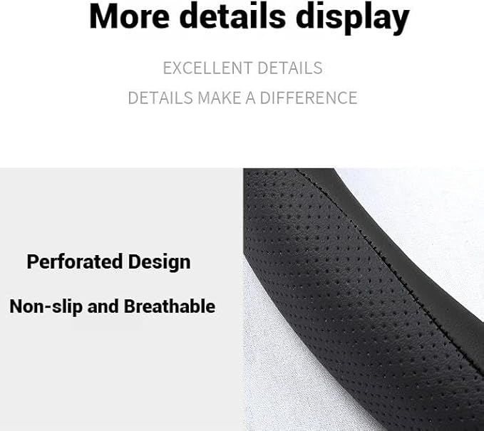Leather Steering Wheel Cover 15 Inches Car Steering Wheel Cover Stretchy Easy Installation Durable Breathable Non-Slip for Honda Civic Accord Fit CRV HRV Pilot Odyssey Accessories -Grey