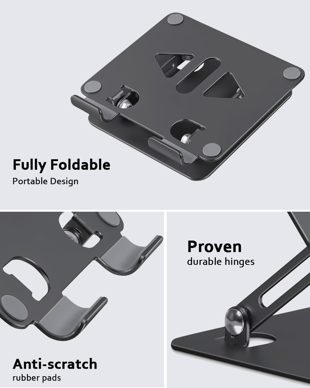Tablet Stand Holder for Desk, Adjustable Desktop Tablet Holder, Foldable Aluminum Tablet Mount for iPad pro 12.9, iPad Air Mini, Samsung Galaxy Tabs Z Fold Kindle Fire 4-12 inch, Black