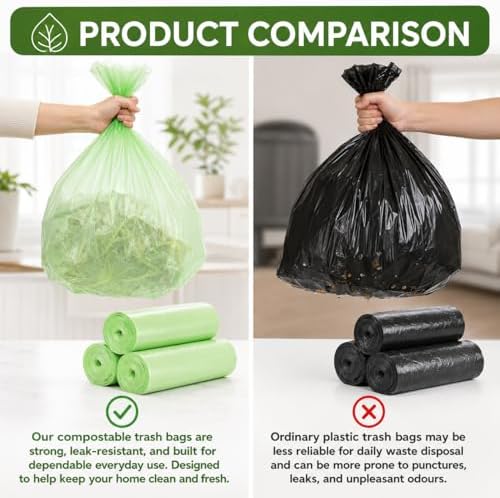 20 Gallon Compostable Trash Bags- 75L Compostable Organic Garbage Bags 100 Count,Large Biodegradable Bags for Household/Garden/Kitchen