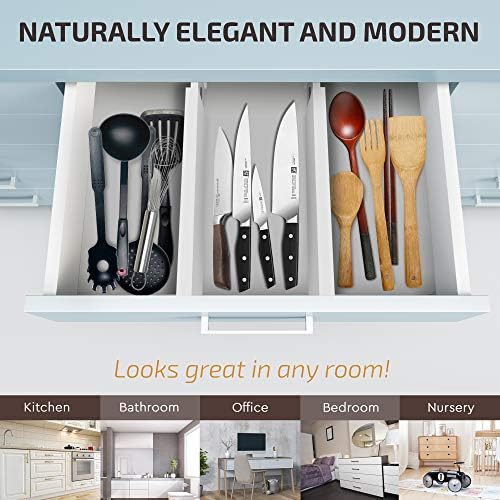 6-Pack Drawer Dividers 2.6-Inch High Dresser Organizer 16 to 22 Inch, White