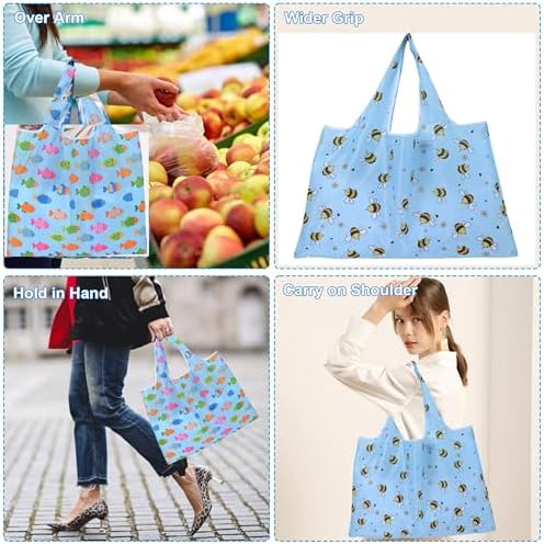 ZooviHyvi Extra Large 50lbs Foldable Reusable Shopping Bags kitchen reusable grocery bags Washable Polyester Bags in Pocket