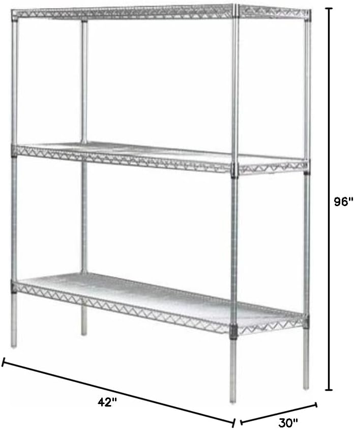Omega 30" Deep x 42" Wide x 96" High 3 Tier Chrome Starter Shelving Unit