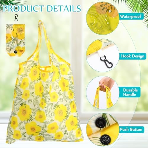 Paterr 46 Pcs Foldable Reusable Grocery Bags Bulk Machine Washable Waterproof Shopping Bags Packable Grocery Tote Pouches