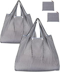KINGMAS Reusable Grocery Bags, Eco-Friendly Folding Tote Shopping Bag fits in Pocket, Washable Waterproof Nylon Pouch Bags