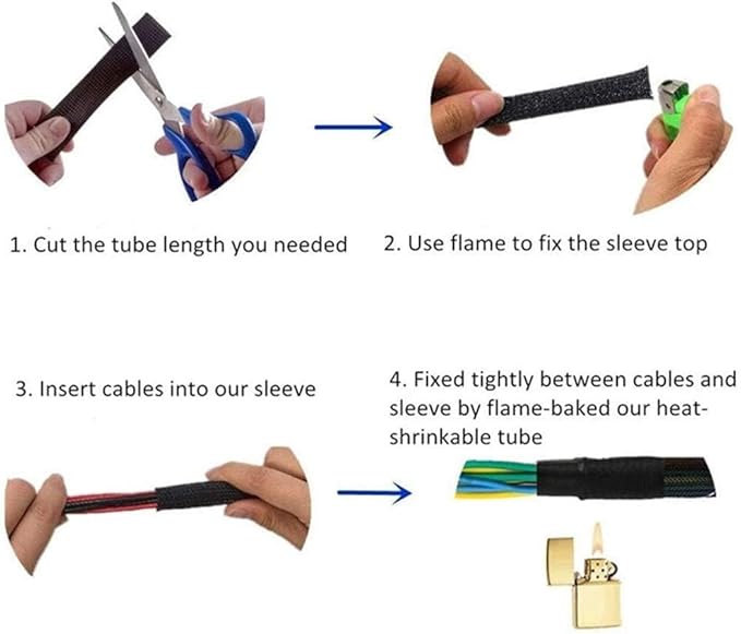 100ft - 1/8 Inch Cable Management Sleeve Protector,Wire Loom PET Expandable Wire Sleeving for Office TV Computer Home Theater Engine Bay Cord Organizer,Protect Cables from Pet Cat Dog Chewing,BlackRed