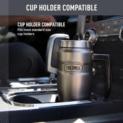 THERMOS Stainless King Travel Mug with Handle, 16oz, Matte Teal